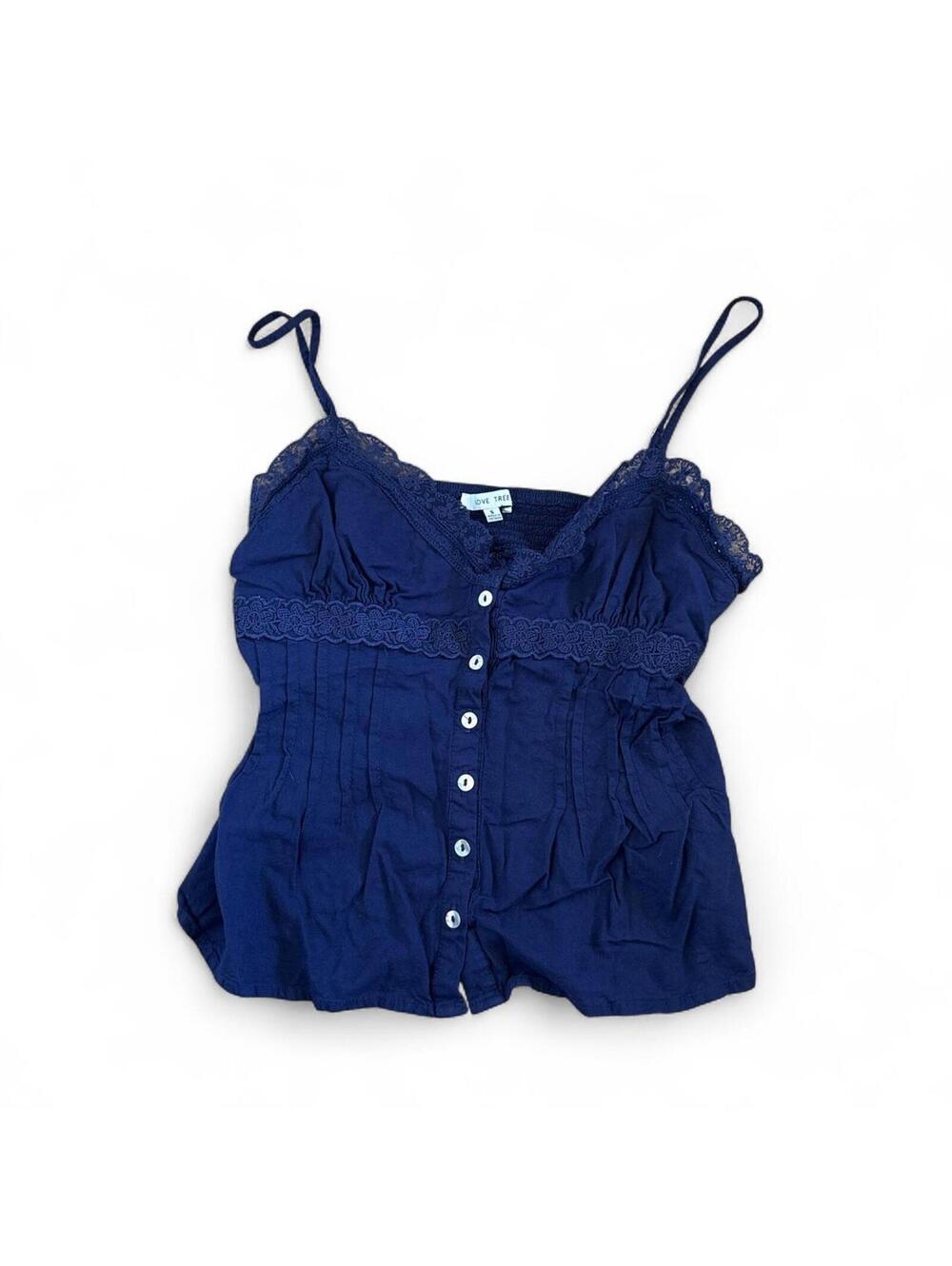 Love Tree Laced Navy Blue Top Size Small